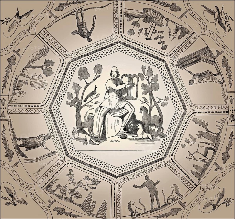 Mural painting at the Catacomb of Callixtus, first century, Rome, Italy