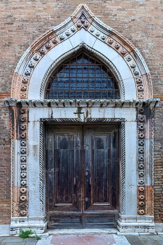 Entrance portal of the San Gregorio church, mid-15th century, Dorsoduro district, Venice, Veneto, Italy