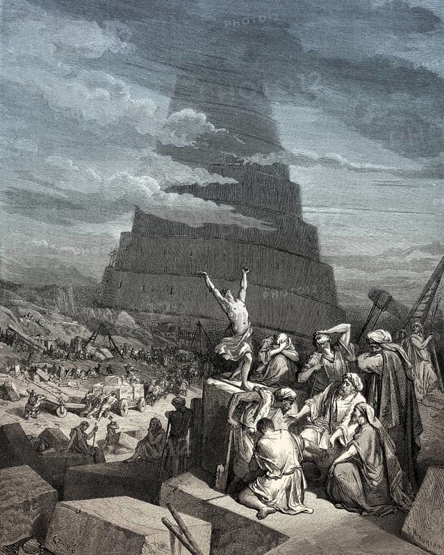 The Tower of Babel, Old Testament, woodcut by Gustave Doré