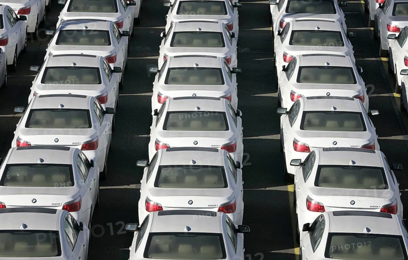 BMW cars await export at the port of Bremerhaven, Germany, Bremerhaven, Germany