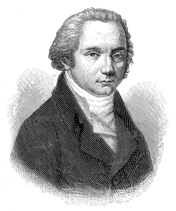 Franz Joseph Gall, 1758 - 1828, a German physician and anatomist, Historische Zeichnung aus dem 19. Jahrhundert, Portrait von Franz Joseph Gall, 1758 - 1828, ein deutscher Arzt und Anatom