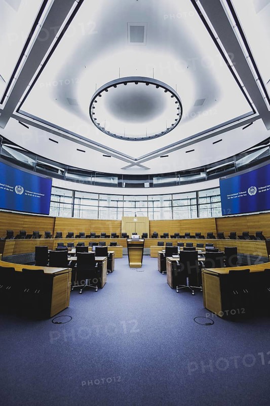 Courtroom at the International Tribunal for the Law of the Sea, photographed in Hamburg, 26 July 2024. /