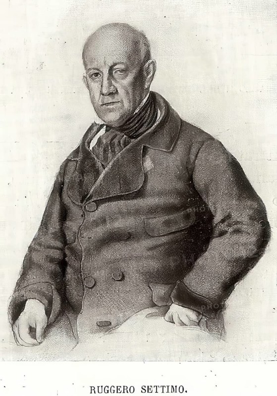 Ruggero Settimo (born 19 May 1778 in Palermo, died 12 May 1863 in Malta) was a Sicilian prince, Principe di Italia and minister as well as an Italian patriot and politician, reproduction from an original of the time, historical, digitally enhanced