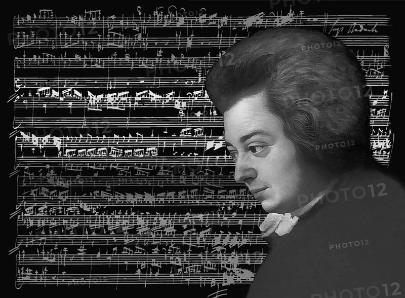 Wolfgang Amadeus Mozart, 1756 – 1791, composer of classical music, First Viennese School, notesheet from Allegro and Andante, Fantasy in F minor for mechanical organ, KV 608, 1791, digitally edited