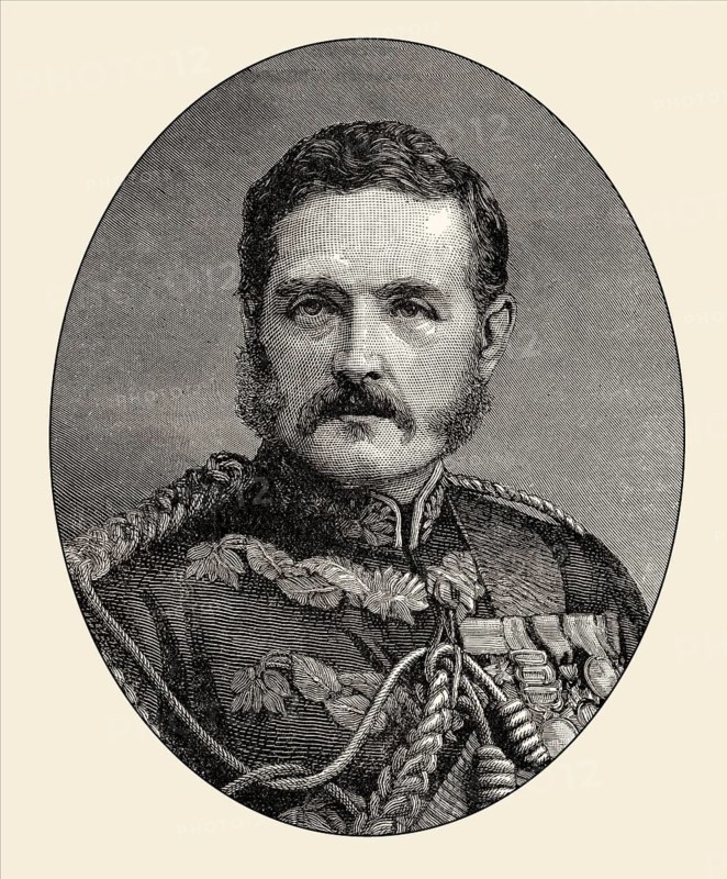 Major General William Earle, 1833 – 1885, a British Army officer, From British Battles on Land and Sea, by James Grant