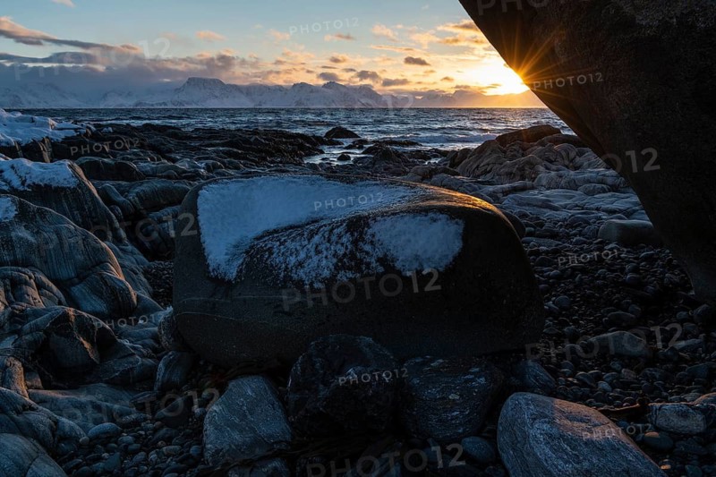 View from Söröya across the Norwegian Sea to Loppa, Finnmark, Norway, February 2019