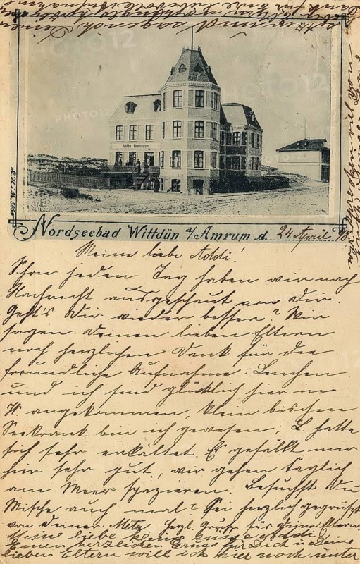 Historical postcard, picture postcard, North Sea resort Wittdün on Amrun, North Frisia, Schleswig-Holstein, Germany, digitally enhanced reproduction of an original from around 1900, picture postcard