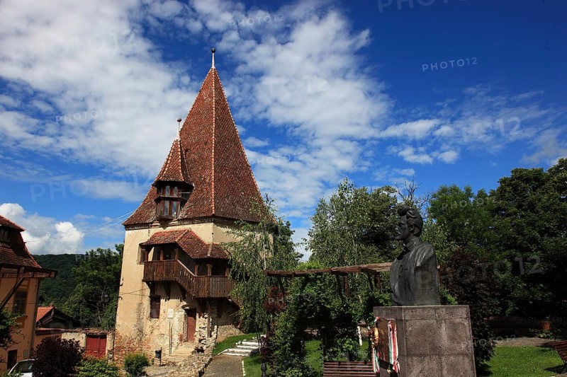 Romania, the shoemaker's tower, Turnul Cizmarilor in the historic old town of Sighisoara, German Sighisoara, town in Mures district in Transylvania, UNESCO World Heritage Site
