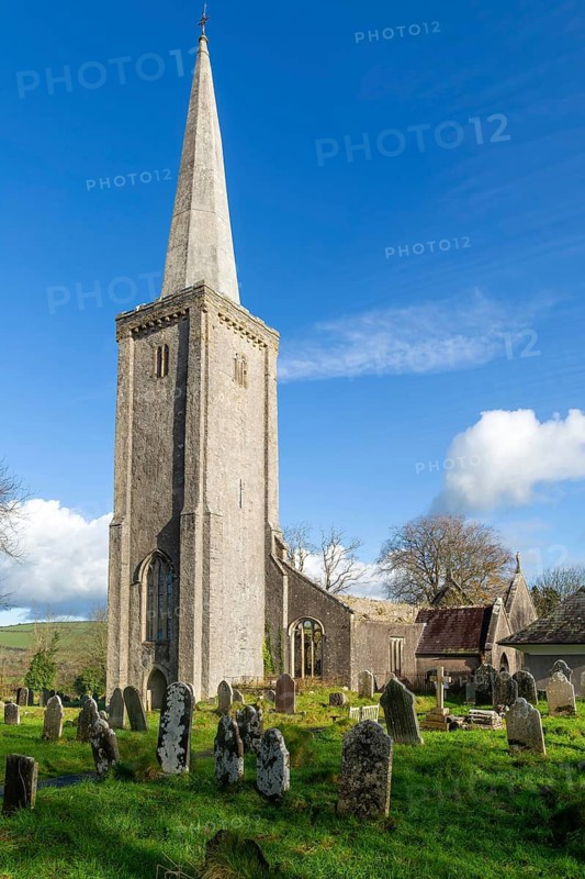 Ruins of Holy Trinity church, Buckfastleigh, north Devon, England, UK destroyed by fire in 1992