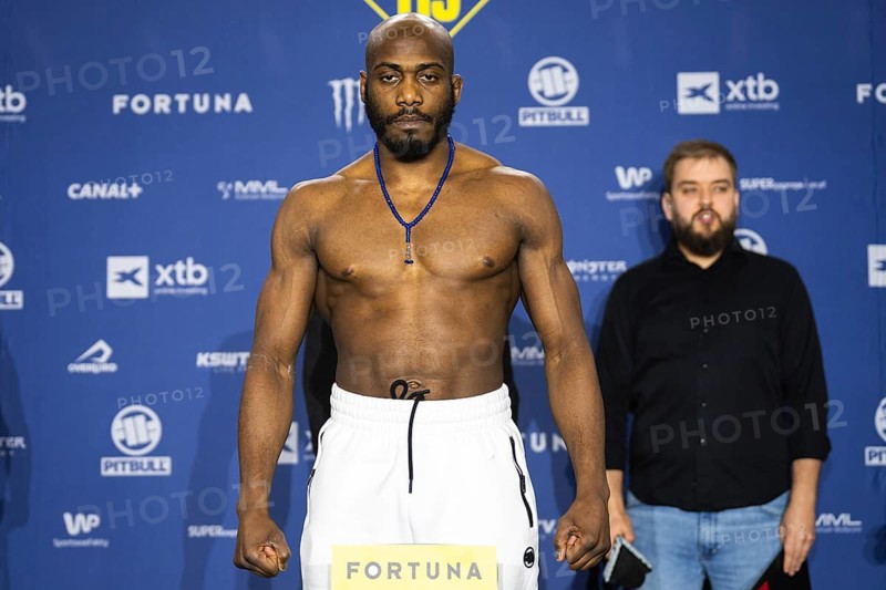 LUBIN, POLAND - FEBRUARY 20, 2026 - MMA Official Weigh-in Ceremony before XTB KSW 115. Alioune Nahaye