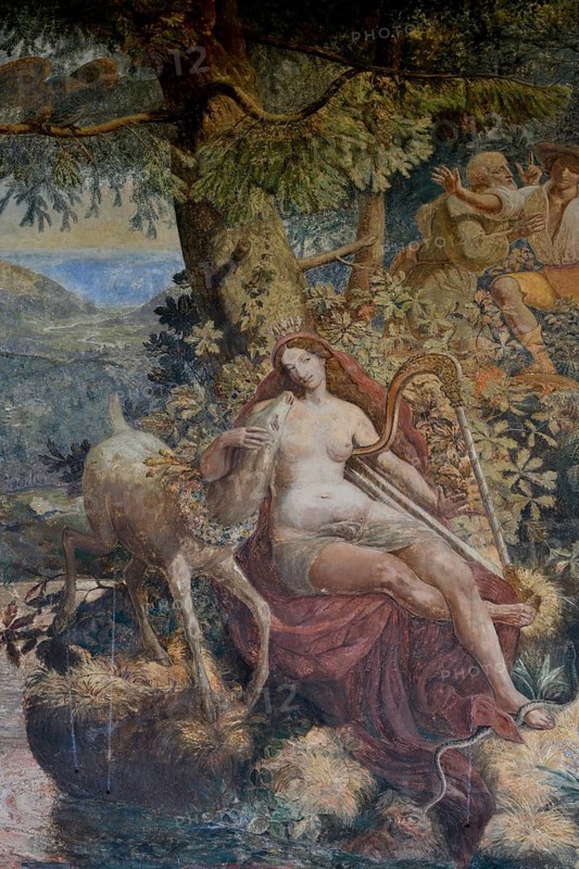 Fresco The Mermaid of the Wildsee, Trinkhalle, Baden-Baden, Black Forest, Baden-Württemberg, Germany