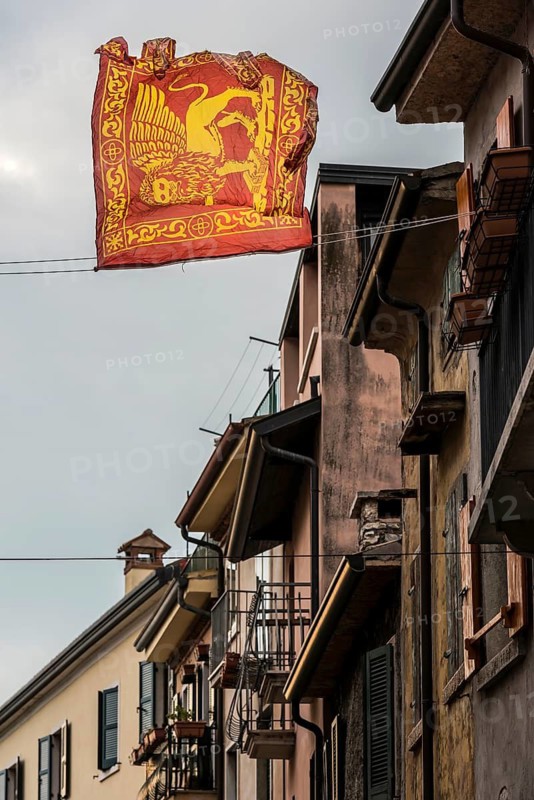 Lion, coat of arms, heraldic animal, flag, banner, tourism, architecture, Venice, Italy