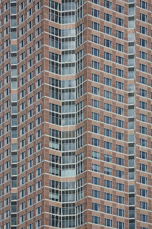 Detail of the exhibition tower, red pattern from window, modern building, high-rise building, geometric linear structure, parallel lines, house façade, exhibition grounds, Bockenheim, Frankfurt am Main, Hesse, Germany
