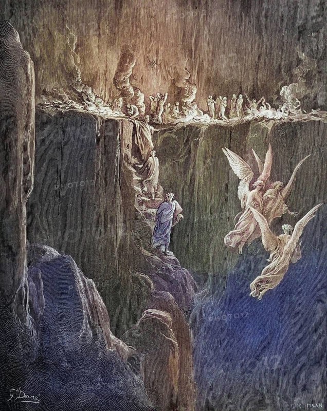 Illustration for Purgatorio by Dante Alighieri Canto by Gustave Dore 1832-1883, French artist, Inferno, Hell, Paradise, Angels, Damnation, Historical, digitally restored reproduction from a 19th century original, Record date not stated