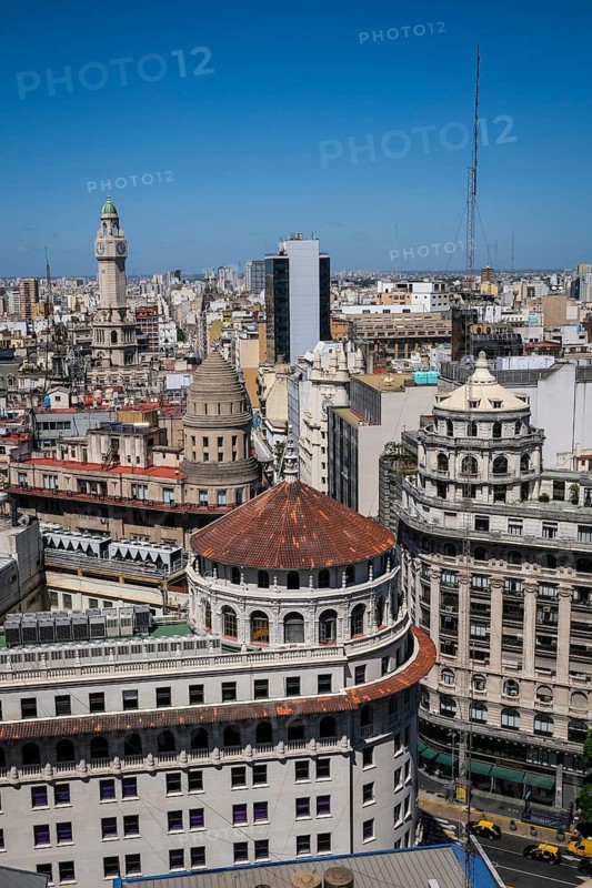 Buenos Aires, Argentina, view from the Mirador Guemes Gallery in the pedestrian zone Florida in the city centre not far from the Plaza de Mayo. At the back left the tower of the municipal administration at the Plaza de Mayo