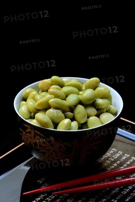 Edamame, unripe soya beans in shell, Glycine max