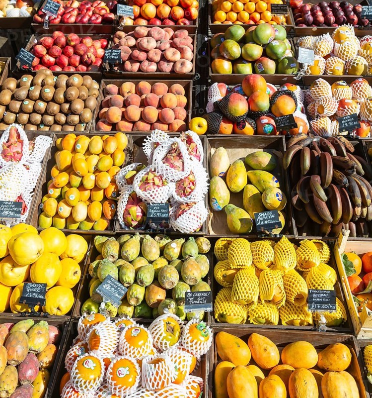 Display outside Brothers Fruit and Vegetables shop, East Dulwich, London, England, UK