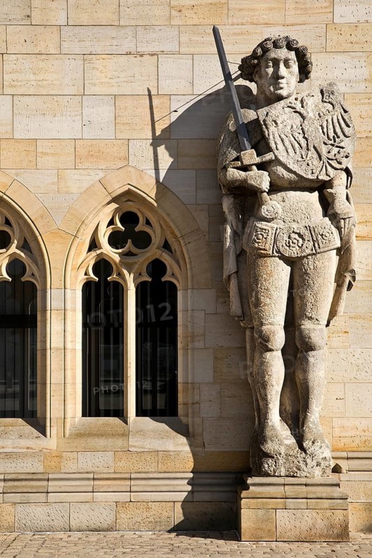 Roland statue at the town hall, Halberstadt, Saxony-Anhalt, Germany