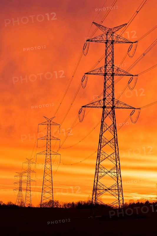 Electric line and pools at sunreise
