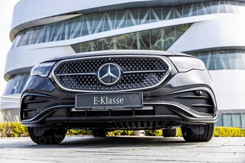 Mercedes-Benz Stuttgart branch with new Mercedes E-Class cars. Stuttgart, Baden-Württemberg, Germany