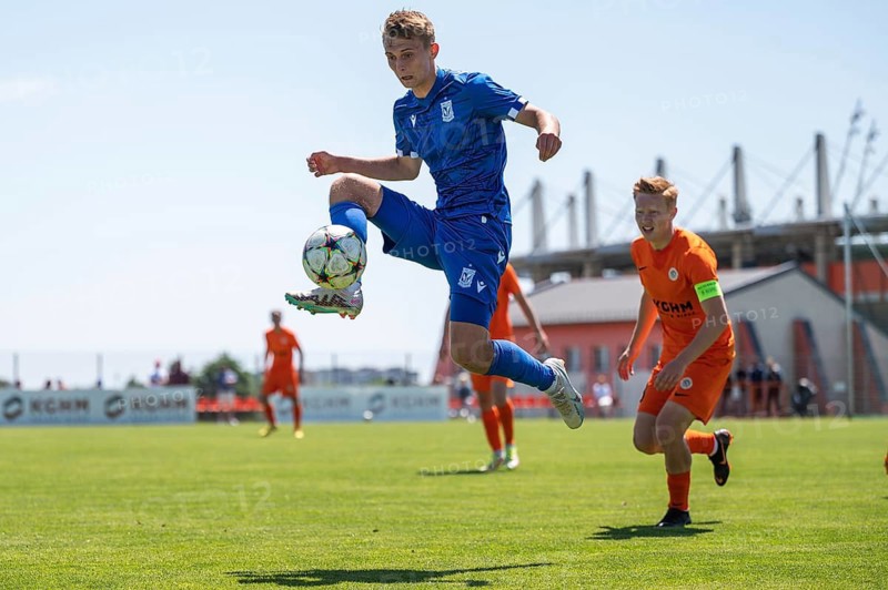 LUBIN, POLAND - JUNE 3, 2023: Football match Polish Central Youth League CLJ U-19 Zaglebie Lubin vs Lech Poznan. In action Norbert Paclawski.