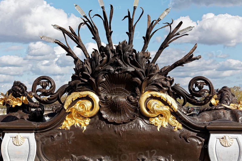 Beaux Arts style decoration on Pont Alexandre III, Paris, France