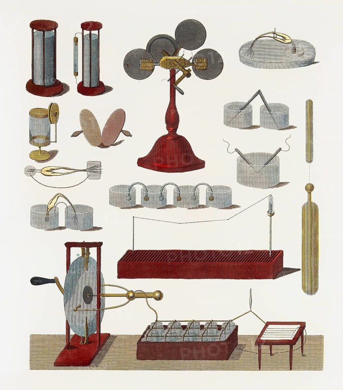 Electricity, electrical equipment, batteries, 19th century