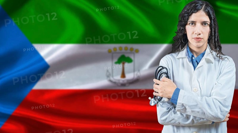 Equatorial Guinean national health system, Medical professional on Equatorial Guinea flag background