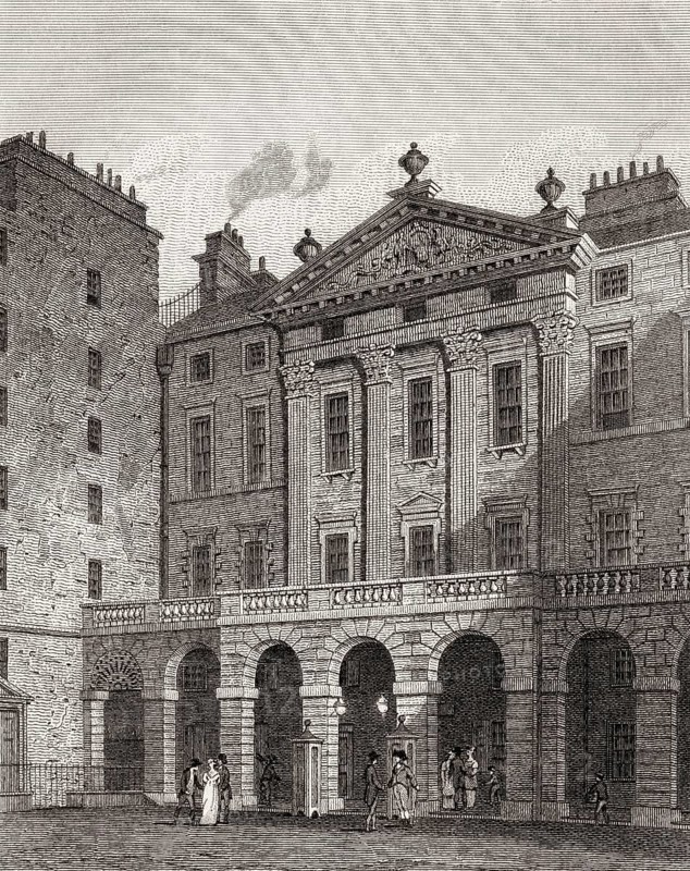 Royal Exchange, High Street, Edinburgh, Scotland, 19th century, Views in Edinburgh by J. & H. S. Storer