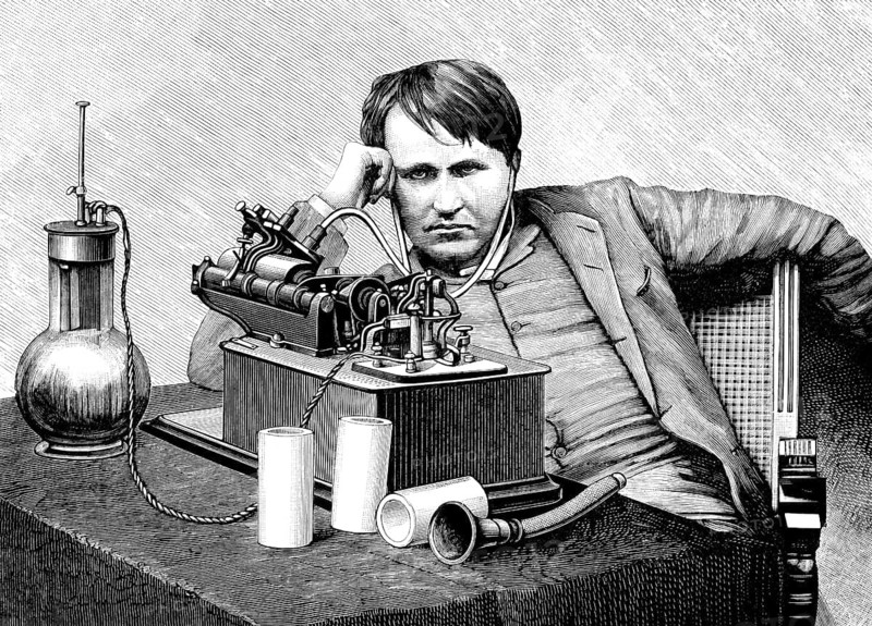 Thomas Edison at his Laboratory on 16 June 1888, the morning after spending 48 hours perfecting phonograph