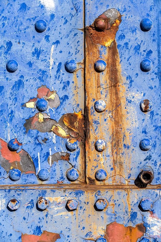 The Friedrich Ebert Bridge over the Rhine between Ruhort and Homberg, details of the bridge piers, rust, rivets, Duisburg, North Rhine-Westphalia, Germany