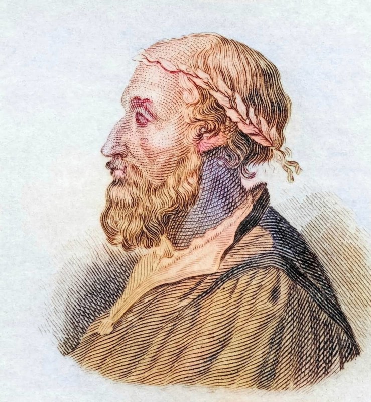 Ludovico Ariosto, Ariosto, (born September 1474 in Reggio nell'Emilia, died 6 July 1533 in Ferrara) was an Italian humanist, military man, courtier and author, coloured woodcut from Crabbe's Historical Dictionary from 1825, Historical, digital reproduction