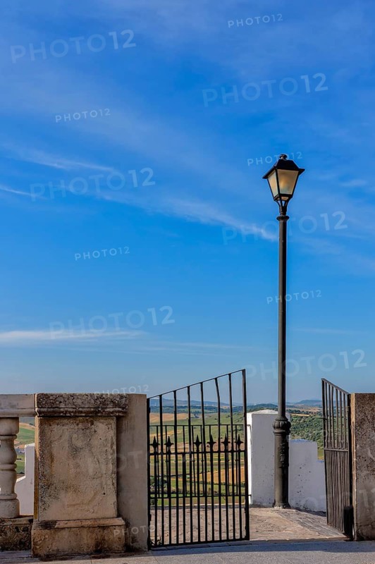 Candelabra in front of a blue sky, Vejer, Andalusia, Spain