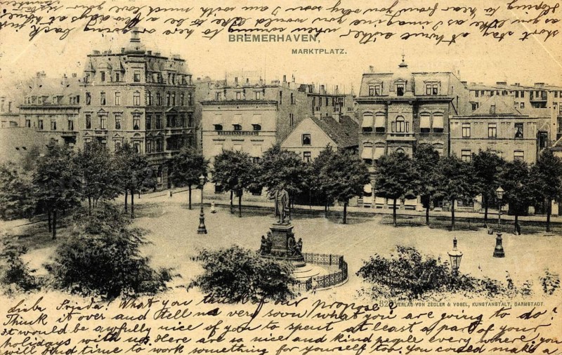 Historical postcard around 1900, Bremerhaven, Germany, reproduction of a postcard, historical