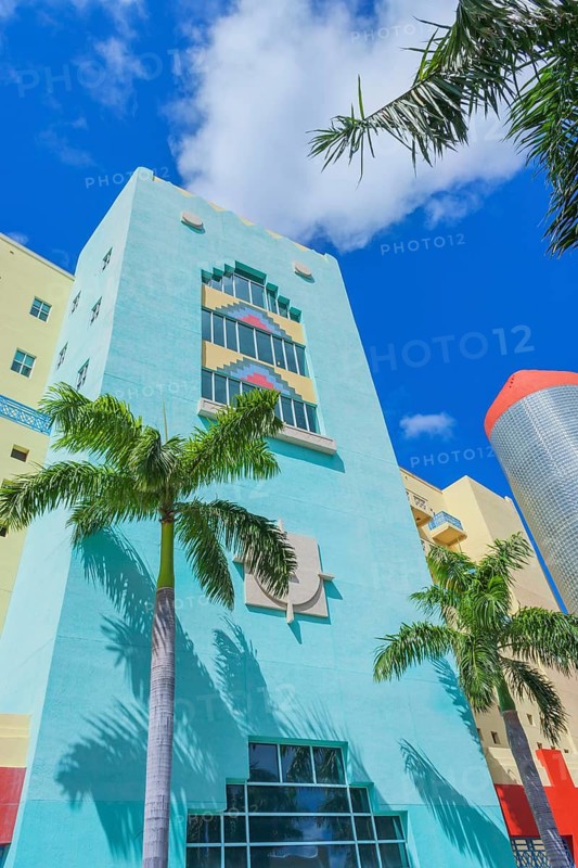 Art deco buildings on Washington Avenue, South Beach, Miami, Florida, USA
