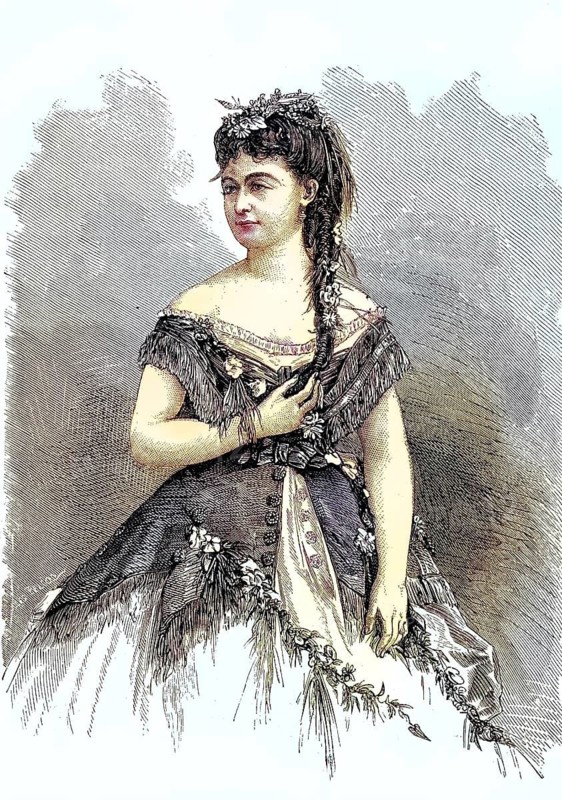 Sarolta de Bujanovics, Singer, Actress, Historical, digitally restored reproduction of a 19th century original