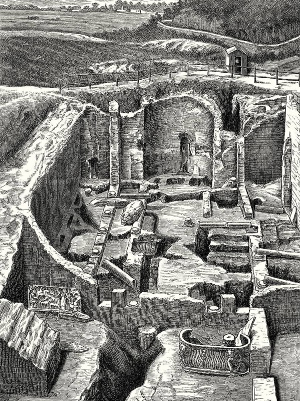 Archaeological excavations of the Catacombs of Domitilla, Rome, Italy, 19th century