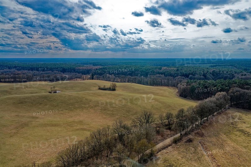 Landscape of the Mecklenburg Lake District in Müritz National Park. aerial view. Ankershagen, Mecklenburg-Western Pomerania, Germany