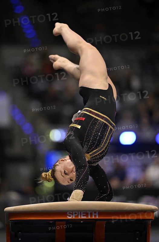Lisa Vaelen BEL Vault Action Gymnastics, EnBW DTB-Pokal, Porsche-Arena, Stuttgart, Baden-Württemberg, Germany