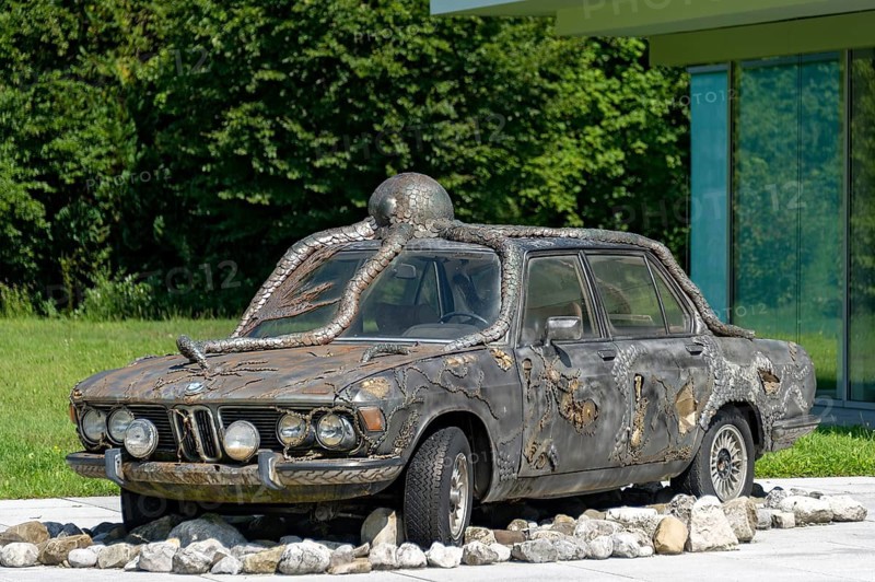 BMW 250CS of Lothar-Guenther Buchheim, turned into a piece of art by Siegfried Ulmer, Museum der Phantasie museum, Bernried on Lake Starnberg, Upper Bavaria, Bavaria, Germany
