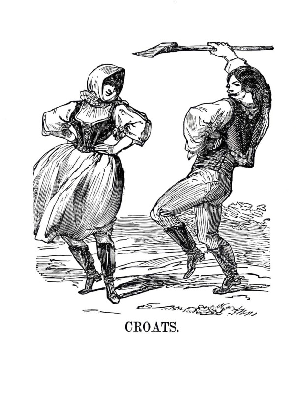 Fashion in Europe around 1850, Traditional traditional costume, Peasants from Croatia, Wood engraving, Reproduction from a model from ca 1888, Historical