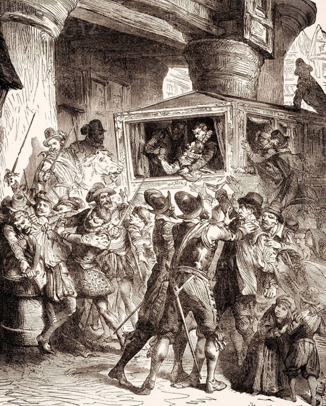 Assassination of Henry IV, Rue de la Ferronnerie, Paris on 14 May 1610 by François Ravaillac