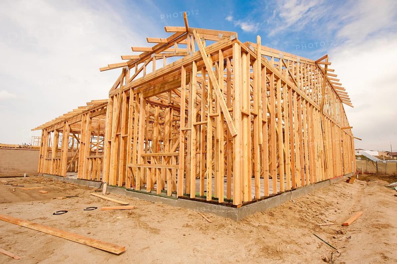 New Construction Wood Home Framing Abstract
