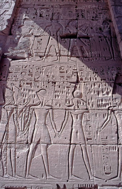 Reliefs, close-up, First Courtyard, Medinet Habu, Thebes-West, Luxor, Nile Valley, Egypt, September 1989, vintage, retro, old, historical