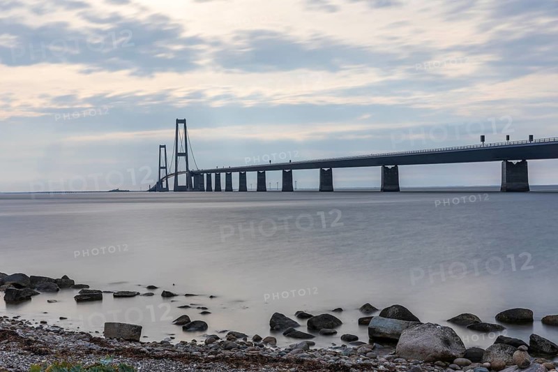 Storebelt Bridge seen from Halsskov Odde viewpoint, East Bridge, Denmark