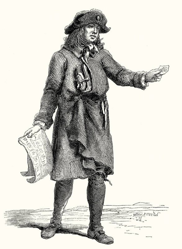 A man selling lottery tickets, France, 17th century