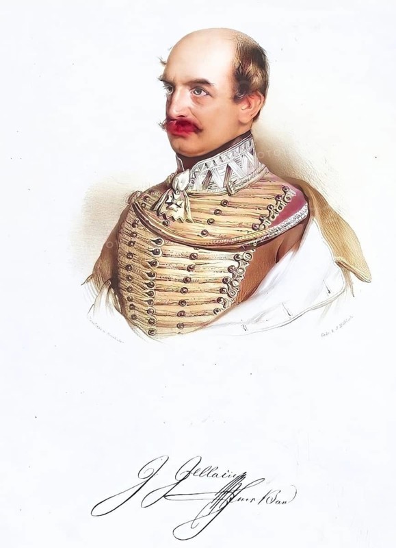 Joseph Jelacic von Buzim (1801-1859), Ban of the Kingdom of Croatia and k. k. Feldzeugmeister, Commander of the Order of Matria Theresa, Historical, digitally restored reproduction from a 19th century original, Record date not stated