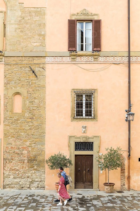 Detail of the façade of the Diocesan Museum in Piazza del Duomo, Arezzo, Tuscany, Italy