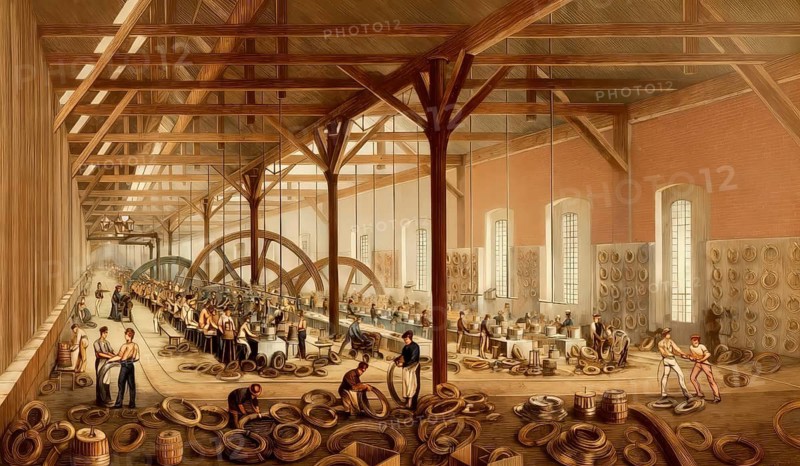 Wire drawing milWorkshop of the wire drawing mill Westfälische Drahtwerke AG, Funke, Borbet & Co. in Langendreer, Bochum, Germany, Europe, 1886