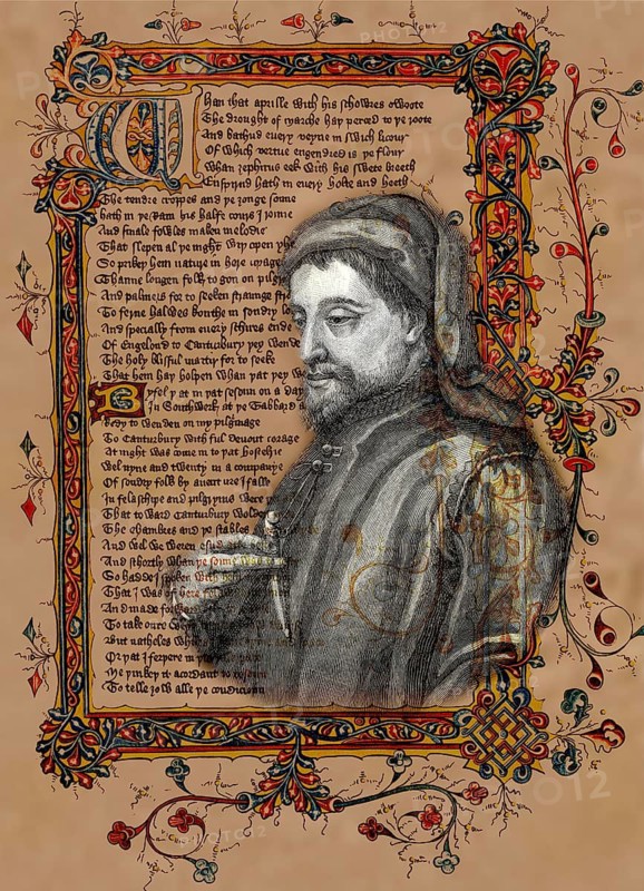Portrait of Geoffrey Chaucer, ca. 1343 - 1400, part of the Canterbury Tales